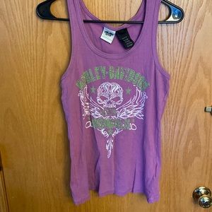 Purple Sugar Skull Harley Davidson Tank